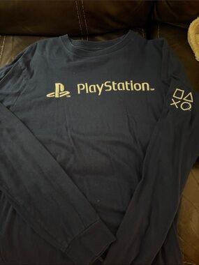 Sony PlayStation Long Sleeve Tee – Navy Blue with White Logo